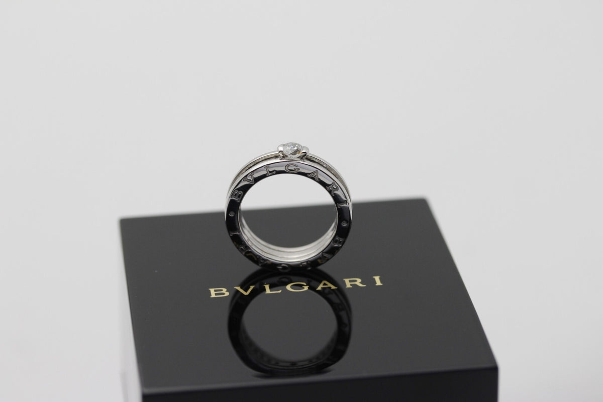 Bulgari B Zero1 Solitär Ring 18k Weißgold 15 Brillanten Verlobungsring