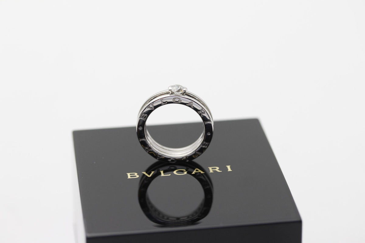 Bulgari B Zero1 Solitär Ring 18k Weißgold 15 Brillanten Verlobungsring