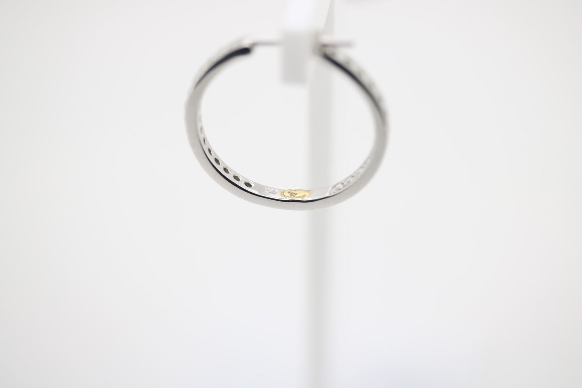 Paar 18 kt Gold Brillant-Ohr Creolen, WG 750