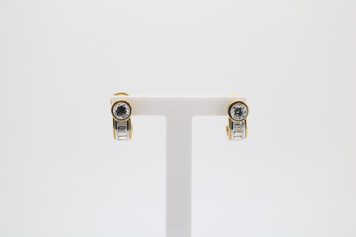 Diamant Ohrstecker mit jeweils 6 Diamanten - 750 Weiß-/Gelbgold ca. 8,7g