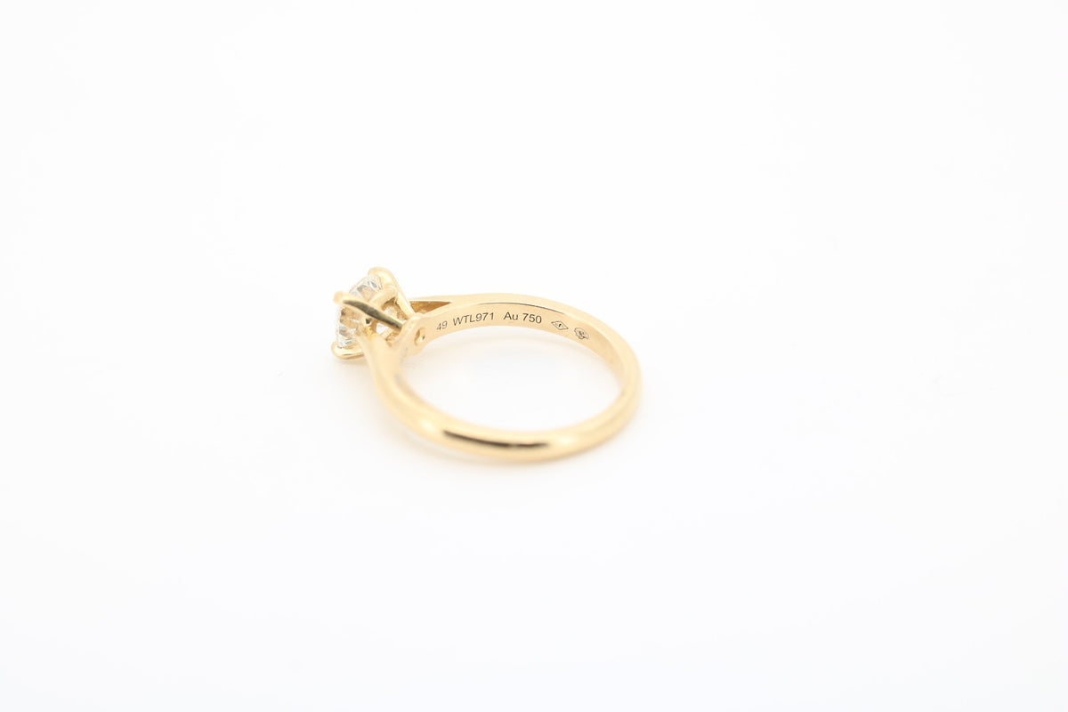 Cartier Diamant Solitär Ring - 750 Gold - Rg. ∅ 49 - + Box und Papieren0,80ct
