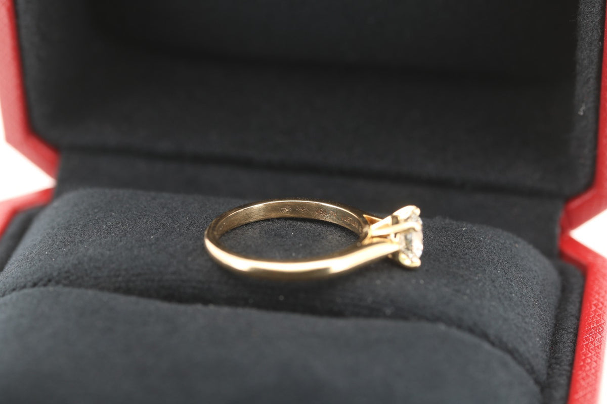 Cartier Diamant Solitär Ring - 750 Gold - Rg. ∅ 49 - + Box und Papieren0,80ct