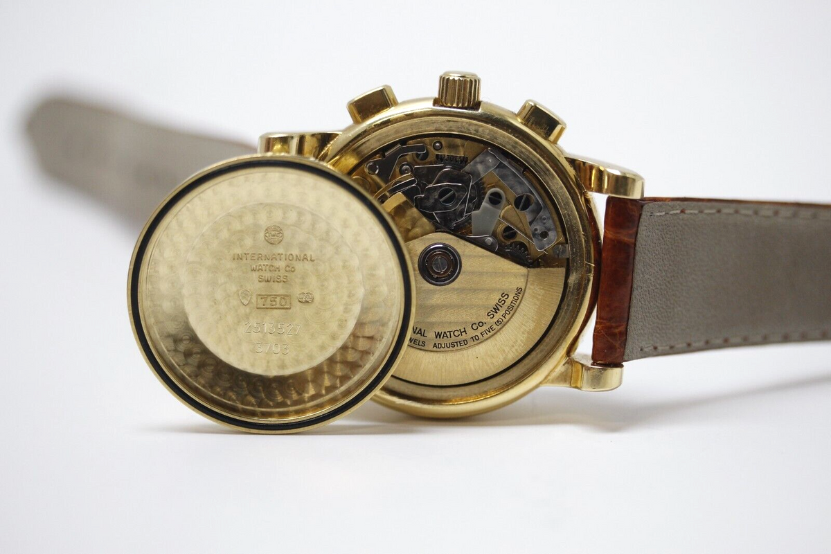 Vintage IWC Amalfi Chronograph 3703 Automatik ETA 7750 18k Gold 1990 Herrenuhr