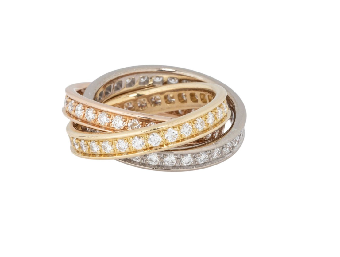 Cartier Trinity Brillant Memory-Ring 18k Gold Gr. 48 ca. 8,5g