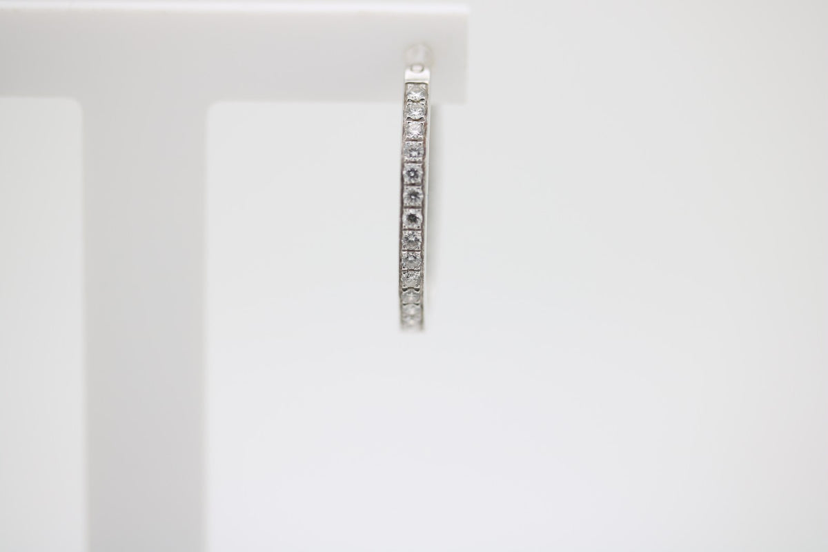 Paar 18 kt Gold Brillant-Ohr Creolen, WG 750