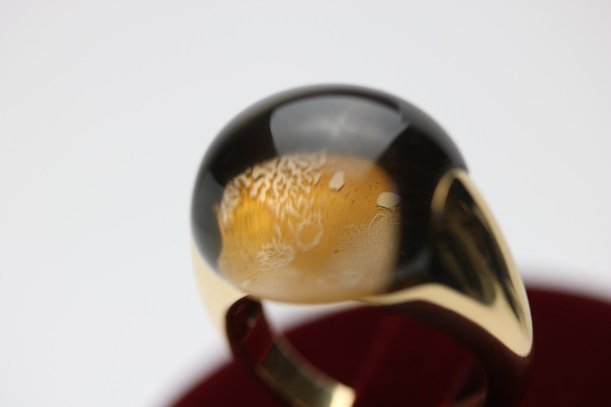 Capolavoro Rauchquarz Ring für Damen aus 750 Gelbgold – Ringgröße 56