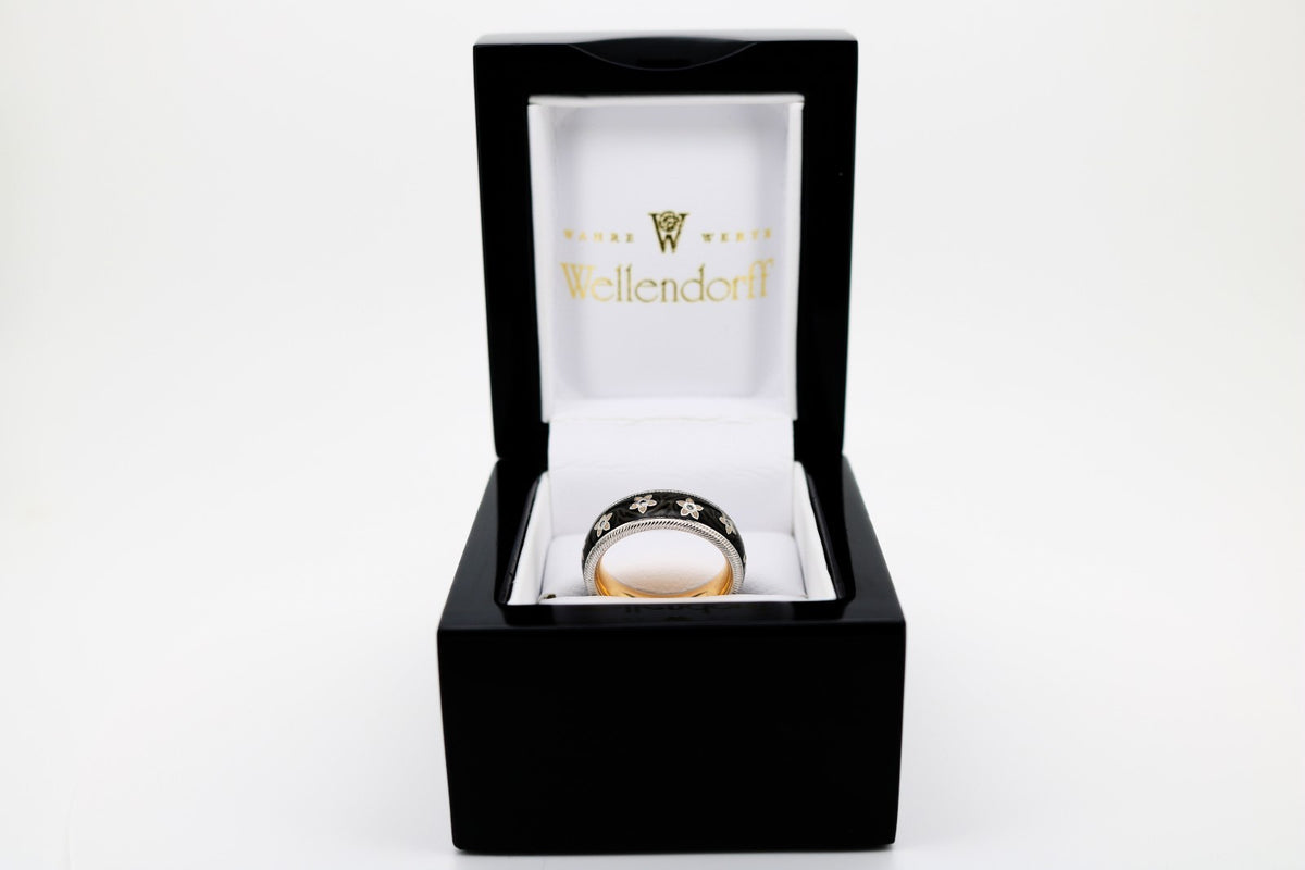 Wellendorff Blütenengel11 Diamanten, aus 750 Weiß/Gelbgold – Ringgröße 52