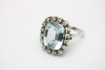 Ring Aquamarin 9,5 ct und 16 kl. Brillanten 585 Weißgold – Ringgröße 55