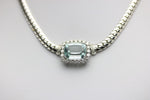 Halskette mit hellblauen Beryll Aquamarin, 26 Diamanten, 585 Weißgold- ca. 44 cm