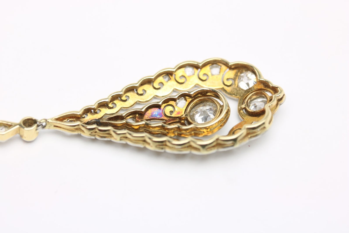 Halskette aus Gold mit Diamanten, 585 Weiß/Gelbgold, Diamant Anhänger - ca. 44cm