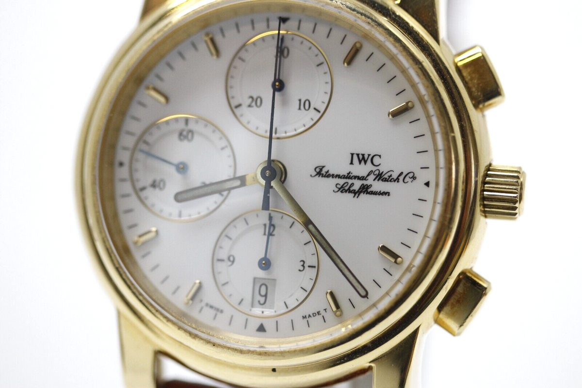 Vintage IWC Amalfi Chronograph 3703 Automatik ETA 7750 18k Gold 1990 Herrenuhr