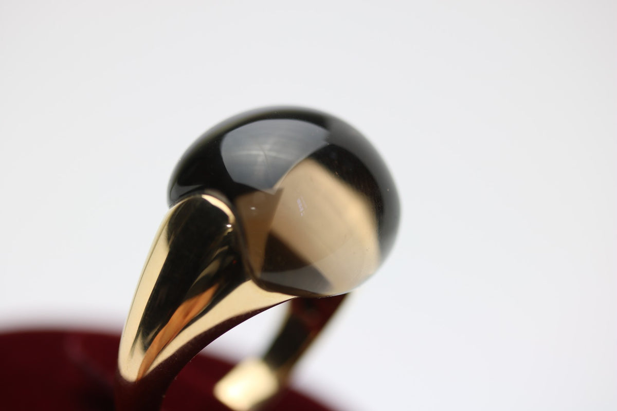 Capolavoro Rauchquarz Ring für Damen aus 750 Gelbgold – Ringgröße 56