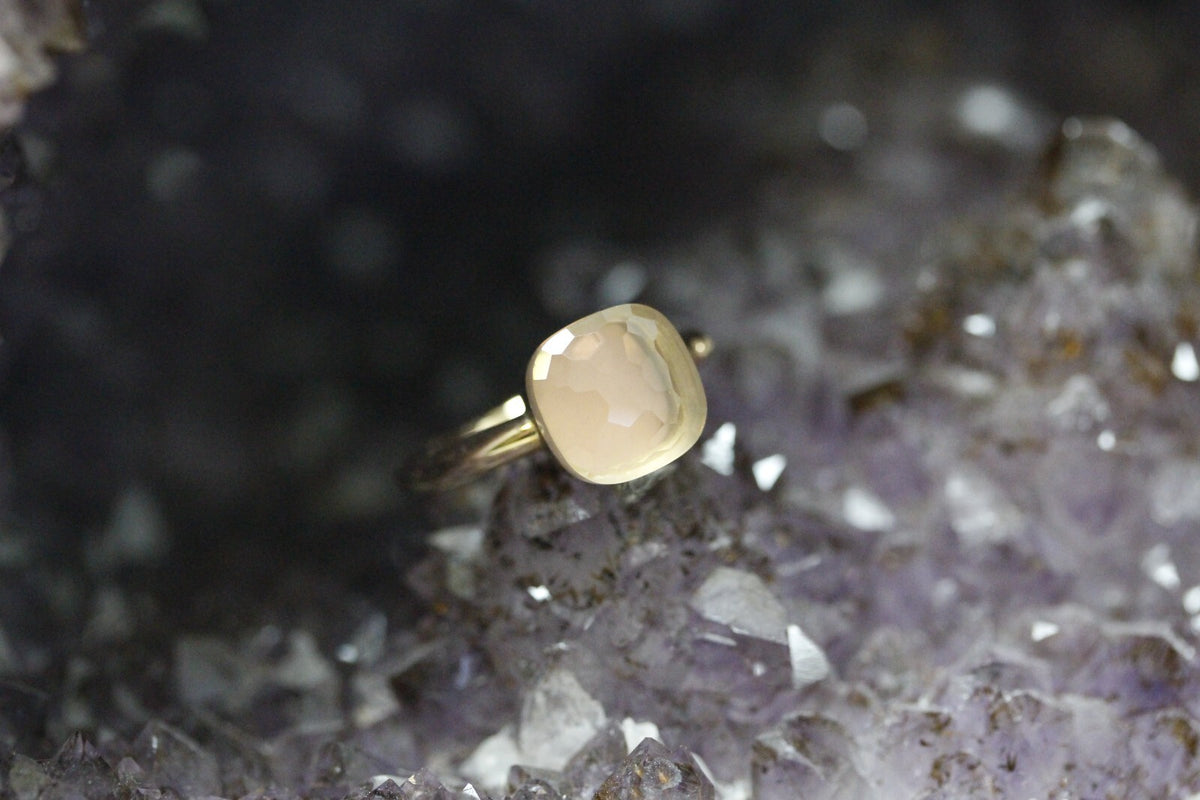 Pomellato Damen Ring 18k Gelbgold mit Rosenquarz Gr. 53 ca. 7,75g