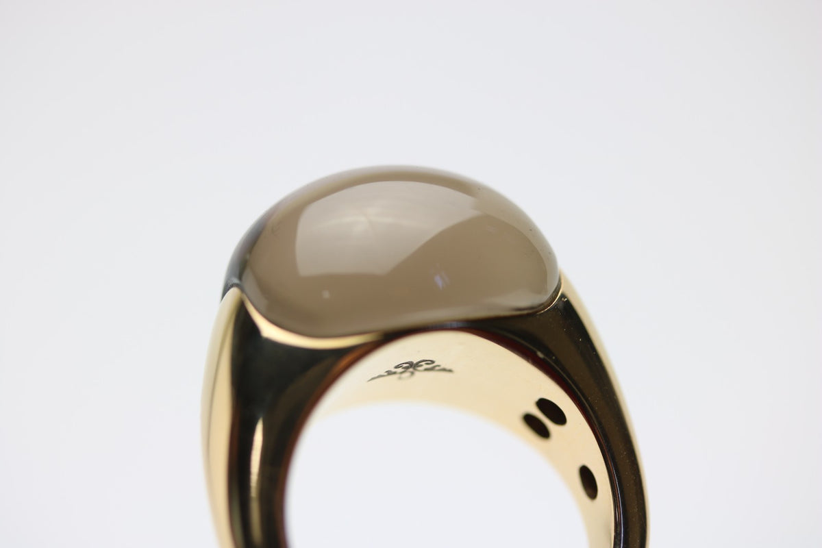 Capolavoro Rauchquarz Ring für Damen aus 750 Gelbgold – Ringgröße 56