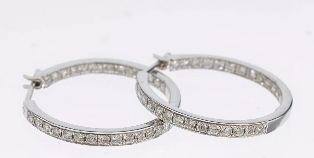 Paar 18 kt Gold Brillant-Ohr Creolen, WG 750