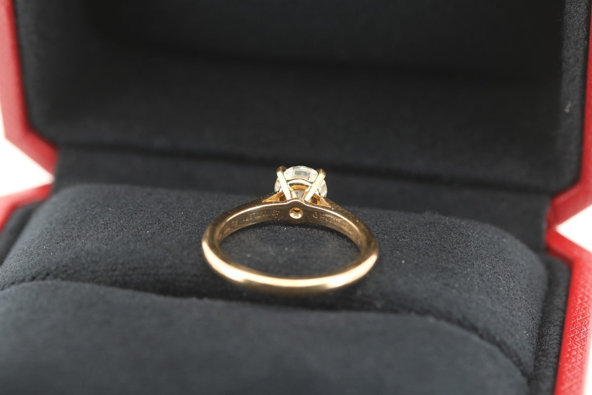 Cartier Diamant Solitär Ring - 750 Gold - Rg. ∅ 49 - + Box und Papieren0,80ct
