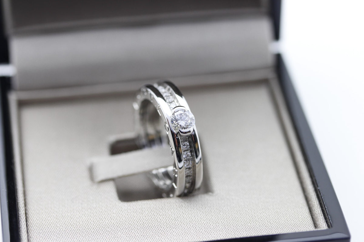 Bulgari B Zero1 Solitär Ring 18k Weißgold 15 Brillanten Verlobungsring