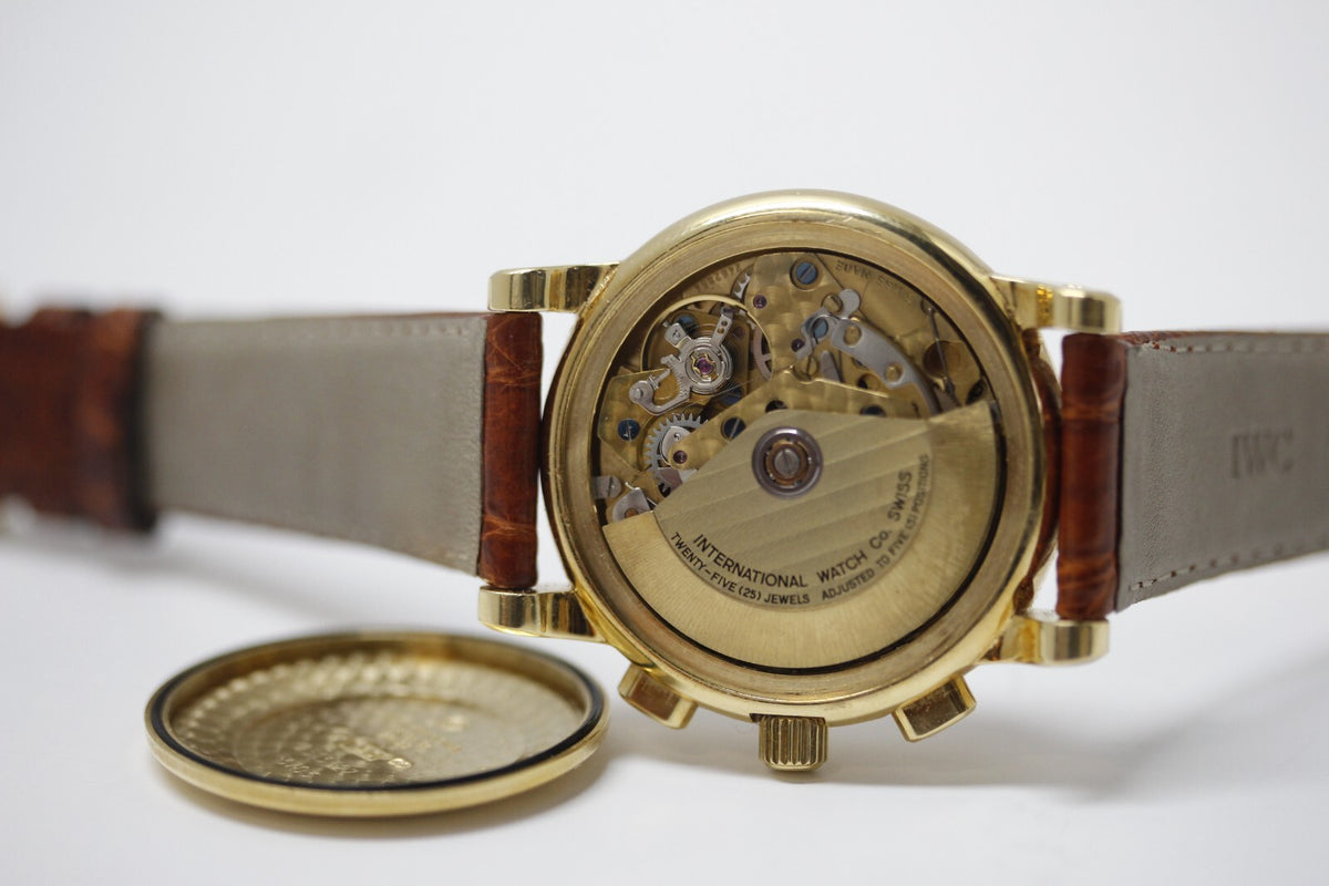 Vintage IWC Amalfi Chronograph 3703 Automatik ETA 7750 18k Gold 1990 Herrenuhr