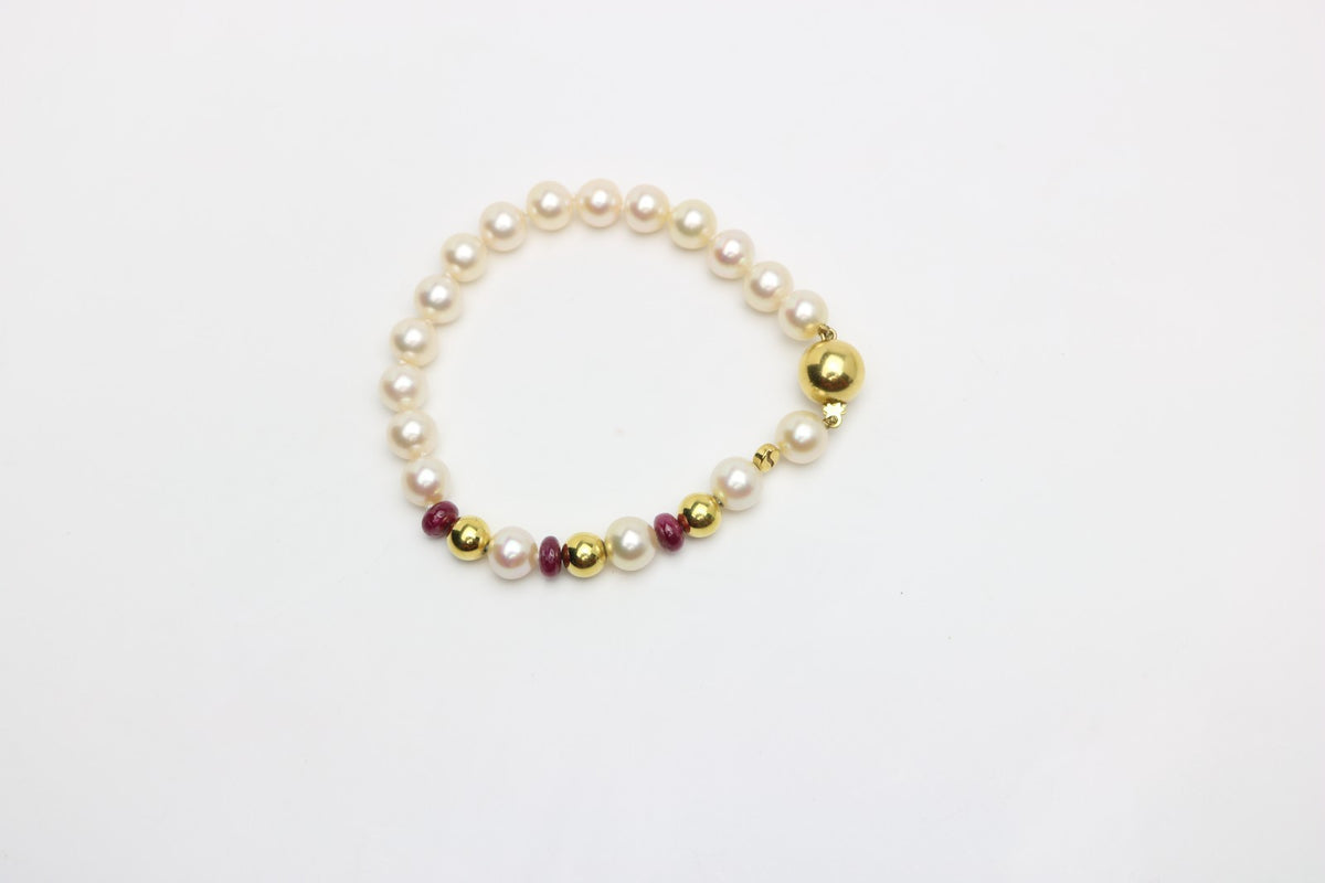 2-Teiliges SET, Perlen u. GOLD 750er - Halskette und Armband Schoettel