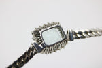 Halskette mit hellblauen Beryll Aquamarin, 26 Diamanten, 585 Weißgold- ca. 44 cm