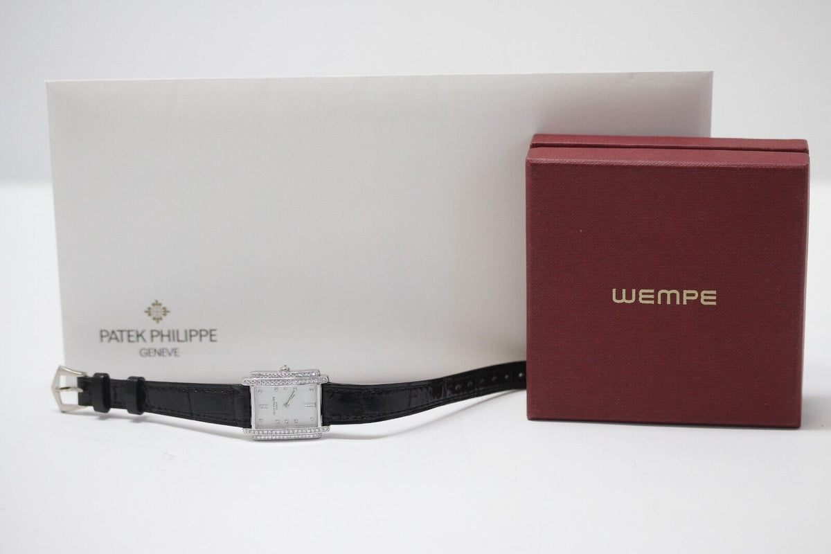 Patek Philippe Gondolo Lady 18k Weißgold 4825/100 Quarz 74 Diamonds ca. 0,57ct.