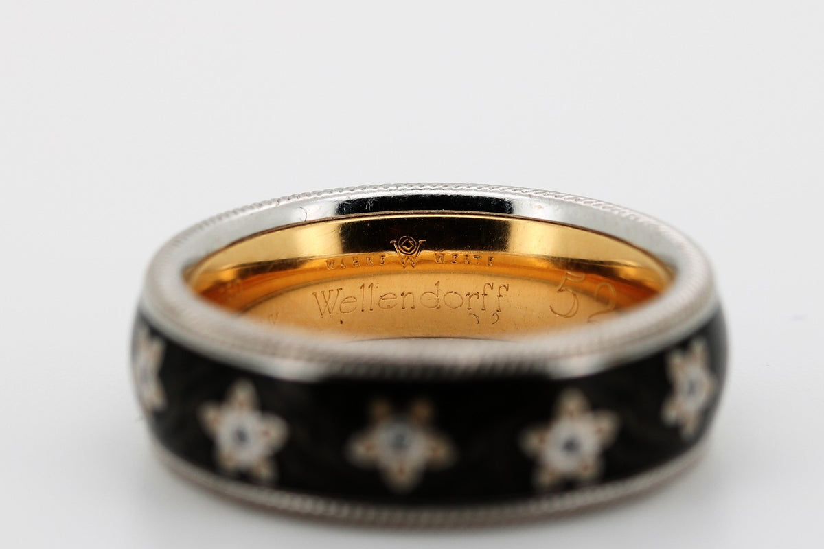 Wellendorff Blütenengel11 Diamanten, aus 750 Weiß/Gelbgold – Ringgröße 52