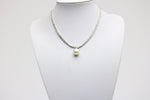 Diamant Halskette Collier 750 Weißgold, 120 Diamanten, Perlanhänger - ca. 46 cm
