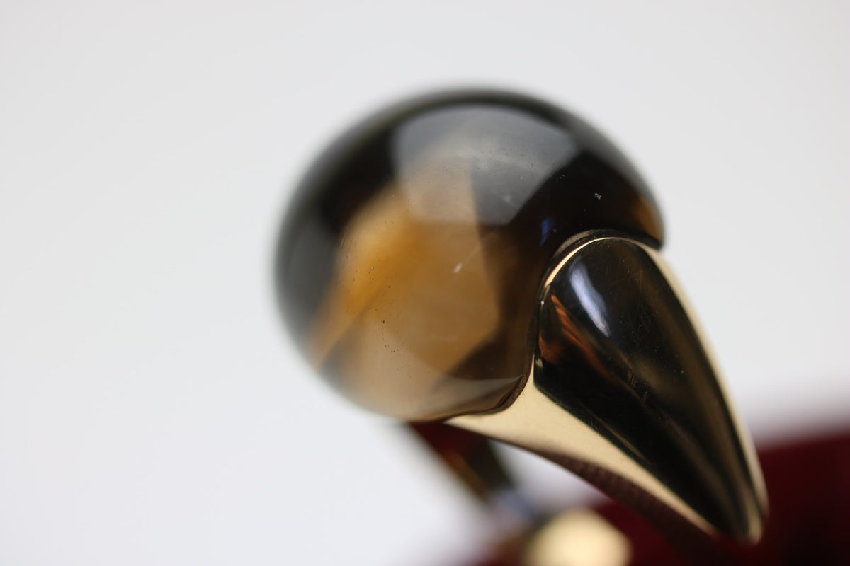 Capolavoro Rauchquarz Ring für Damen aus 750 Gelbgold – Ringgröße 56