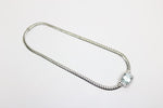 Halskette mit hellblauen Beryll Aquamarin, 26 Diamanten, 585 Weißgold- ca. 44 cm